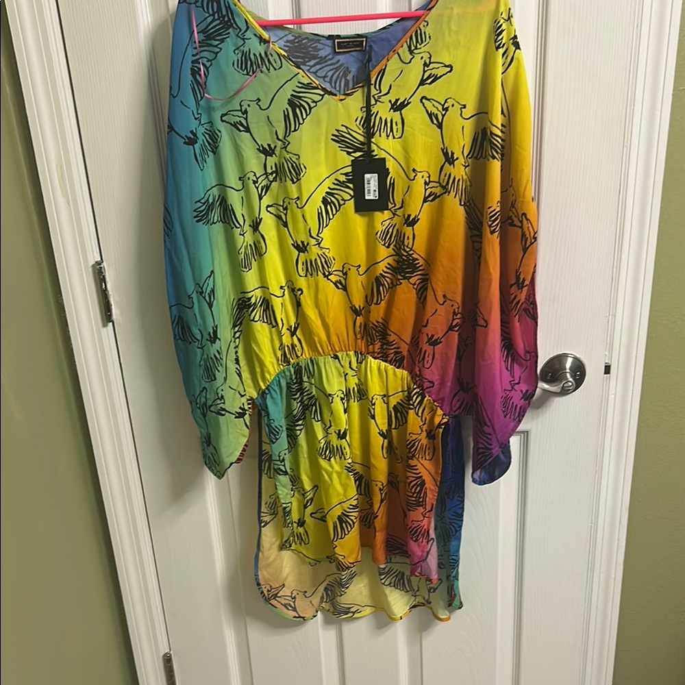 Kurt Geiger Yellow and Blue Oversized Asymmetrical Tunic